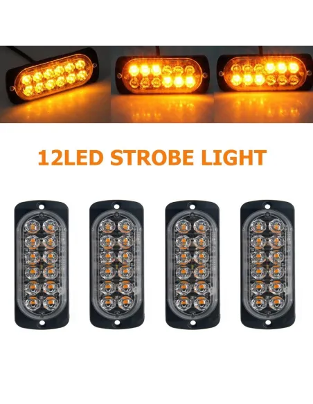 Set 4 x Stroboscop 12 LED, lumina portocalie red-mag.ro