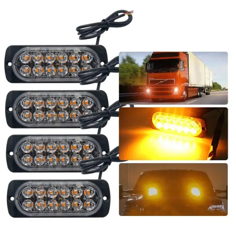 Set 4 x Stroboscop 12 LED, lumina portocalie red-mag.ro