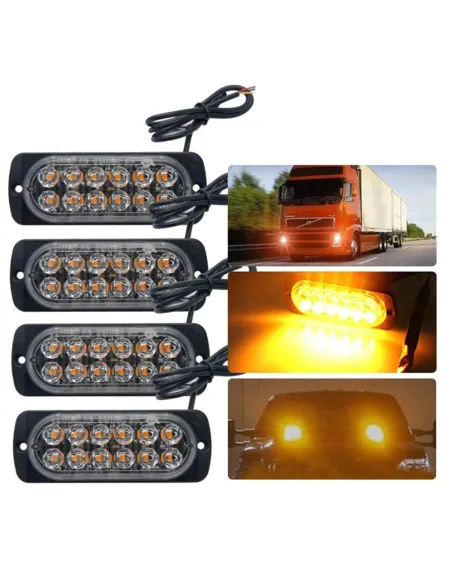 Set 4 x Stroboscop 12 LED, lumina portocalie red-mag.ro