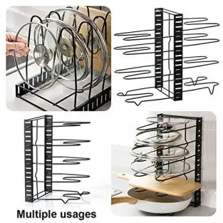 Suport organizator cu 8 rafturi pentru oale, tigai si capace 2