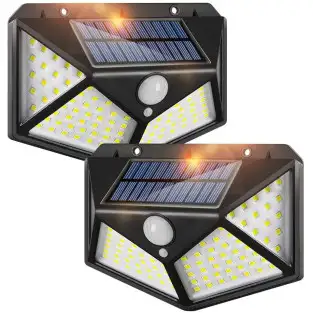 Set 2 x Lampa 100 LED cu panou solar, senzor de miscare