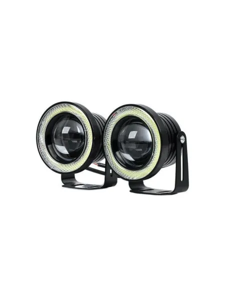 Set 2 proiectoare auto cu LED Angel Eyes, 76 mm, lumina alba