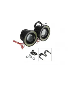 Set 2 proiectoare auto cu LED Angel Eyes, 76 mm, lumina alba