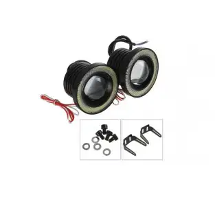Set 2 proiectoare auto cu LED Angel Eyes, 76 mm, lumina alba