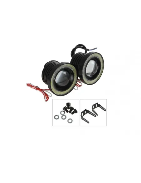 Set 2 proiectoare auto cu LED Angel Eyes, 76 mm, lumina alba