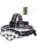 Lanterna de cap cu 8 LED-uri, 13.000 lumeni, lumina Alb/Rosie