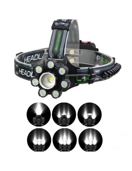 Lanterna de cap cu 8 LED si 6 faze de lumina, model BL-T85-8