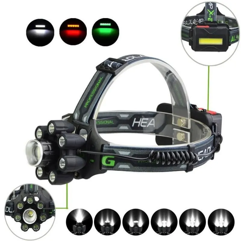 Lanterna de cap cu 8 LED si 6 faze de lumina, model BL-T85-8