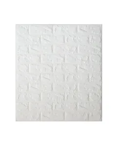Tapet autoadeziv caramizi albe, 77 x 70 cm, spuma moale 3D