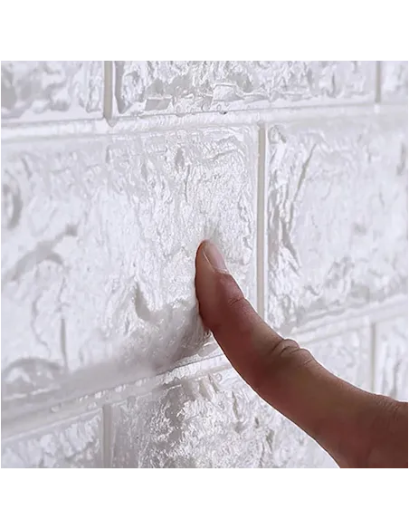 Tapet autoadeziv caramizi albe, 77 x 70 cm, spuma moale 3D