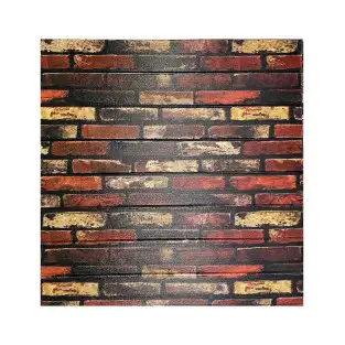 Tapet 3D autoadeziv caramizi rosu cu negru, 77 x 70 cm, spuma