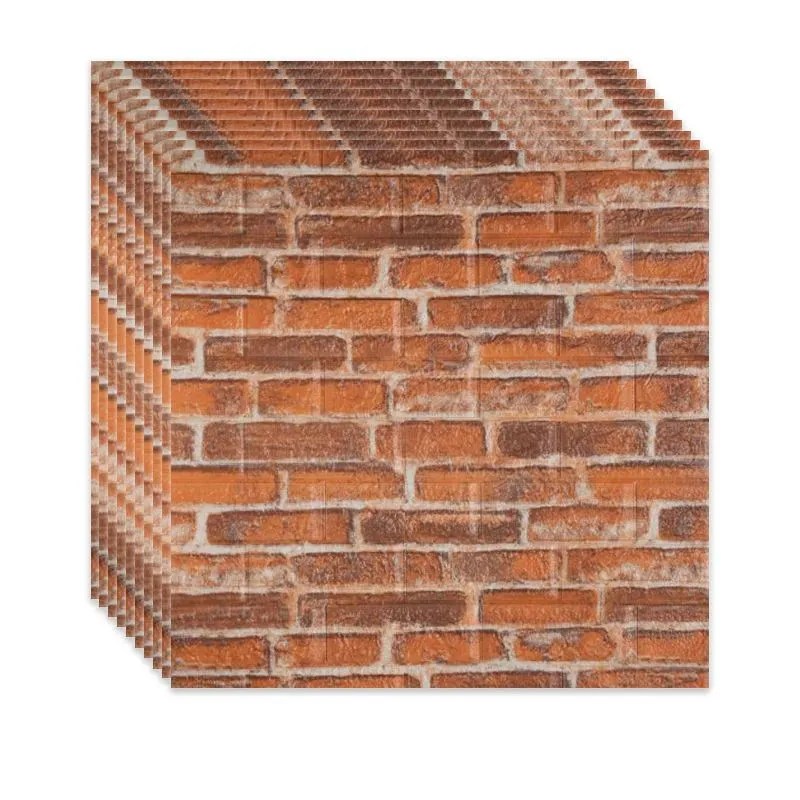 Tapet 3D caramida portocalie, 77 x 70 cm, spuma moale