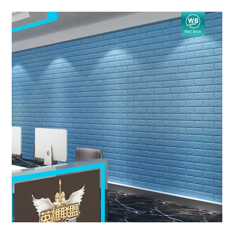 Tapet 3D caramida albastra, 77 x 70 cm, auto-adeziv pentru