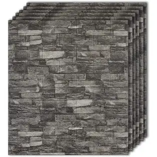 Tapet 3D caramida gri, 77 x 70 cm, auto-adeziv pentru interior 2