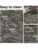 Tapet 3D caramida gri, 77 x 70 cm, auto-adeziv pentru interior