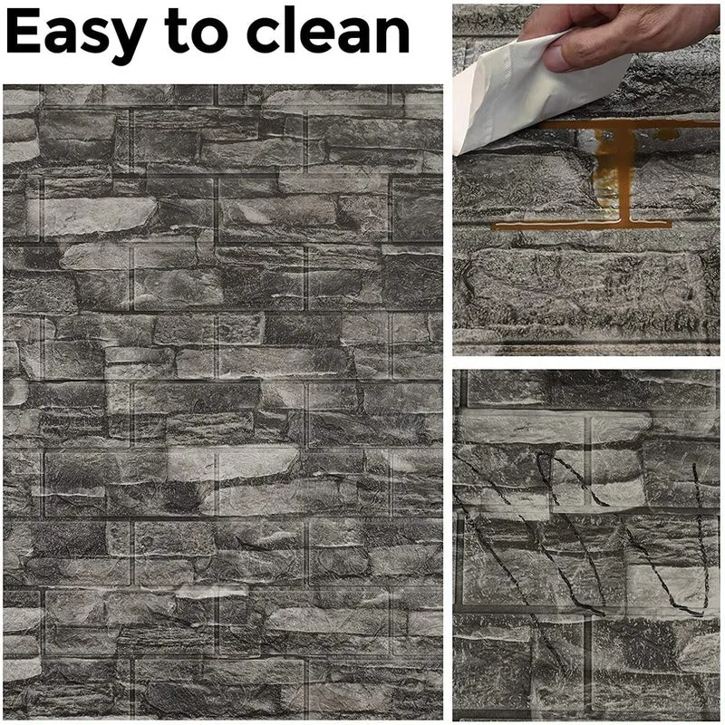 Tapet 3D caramida gri, 77 x 70 cm, auto-adeziv pentru interior