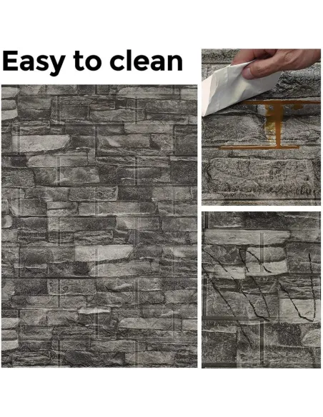 Tapet 3D caramida gri, 77 x 70 cm, auto-adeziv pentru interior