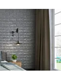 Tapet 3D caramizi argintii gri, 77 x 70 cm, auto-adeziv pentru