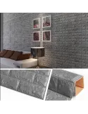Tapet 3D caramizi argintii gri, 77 x 70 cm, auto-adeziv pentru