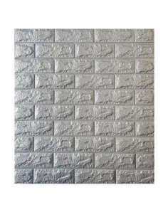 Tapet 3D caramizi argintii gri, 77 x 70 cm, auto-adeziv pentru