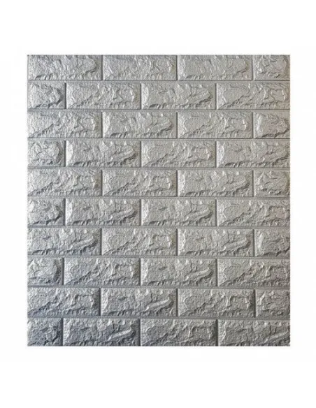 Tapet 3D caramizi argintii gri, 77 x 70 cm, auto-adeziv pentru