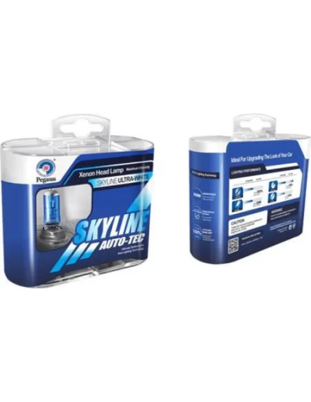 Set 2 becuri auto h7 cu halogen skyline, lumina alba 12v, 55w
