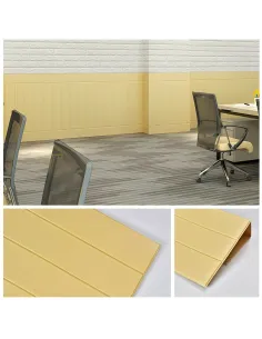 Tapet 3D lambriu galben, 77 x 70 cm, auto-adeziv pentru 2