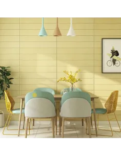 Tapet 3D lambriu galben, 77 x 70 cm, auto-adeziv pentru
