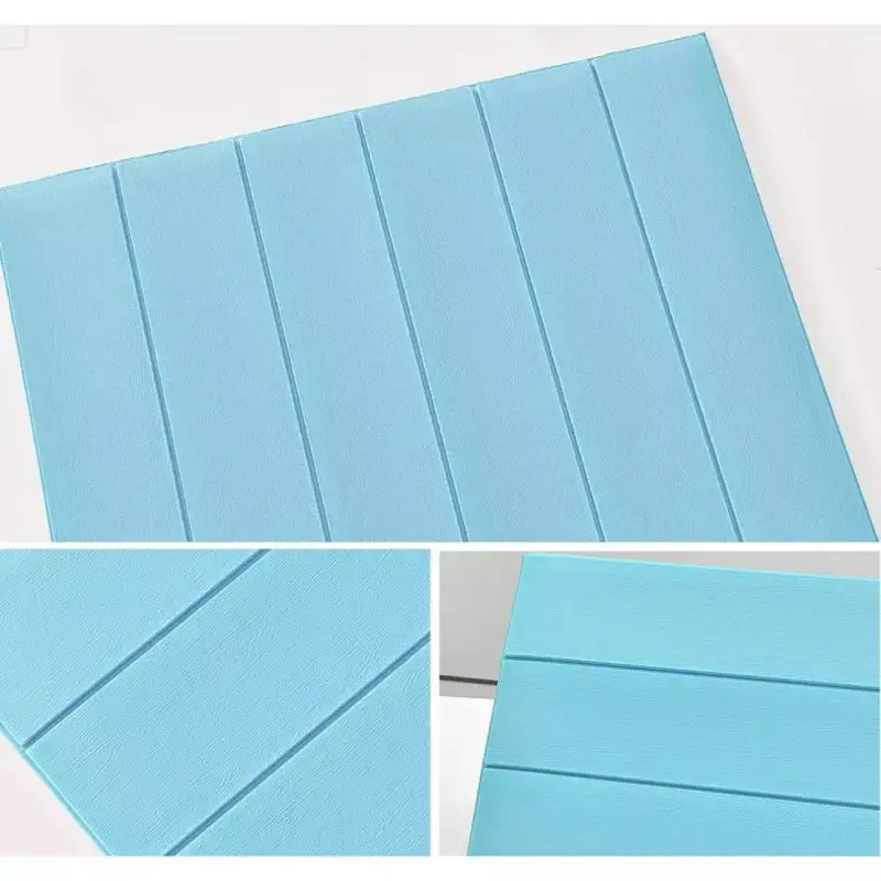 Tapet 3D lambriu bleu, 77 x 70 cm, auto-adeziv pentru interior