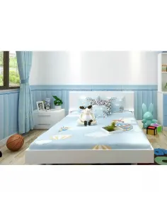 Tapet 3D lambriu bleu, 77 x 70 cm, auto-adeziv pentru interior 2