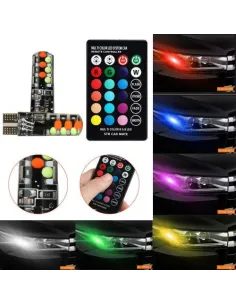 Set 2 becuri de pozitie LED RGB cu telecomanda si intensitate