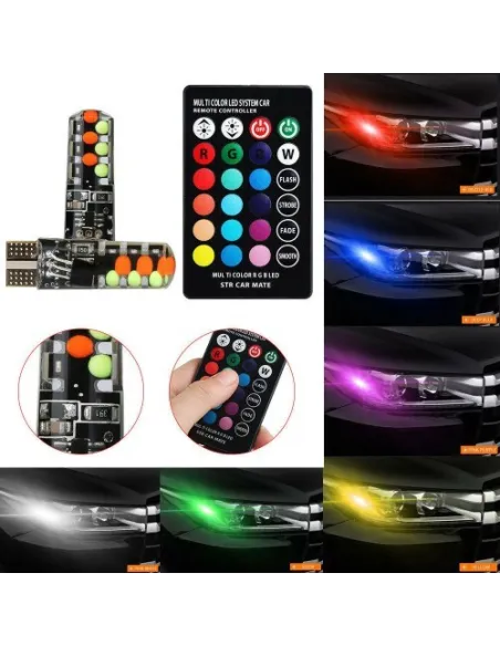 Set 2 becuri de pozitie LED RGB cu telecomanda si intensitate