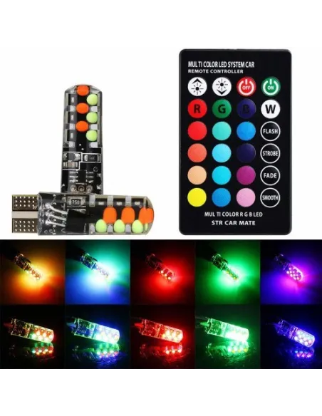Set 2 becuri de pozitie LED RGB cu telecomanda si intensitate