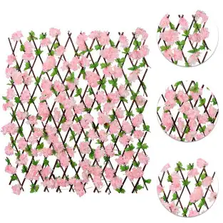 Pergola tip gard telescopic din lemn cu frunze si 2