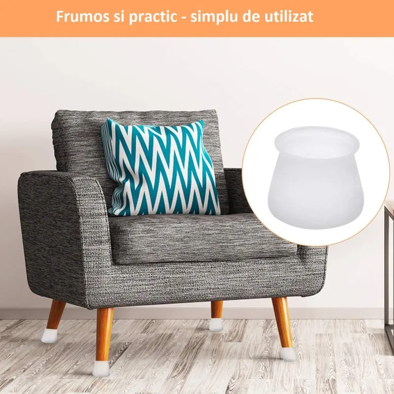 Set 8 protectii din silicon pentru picioare scaun rotunde sau