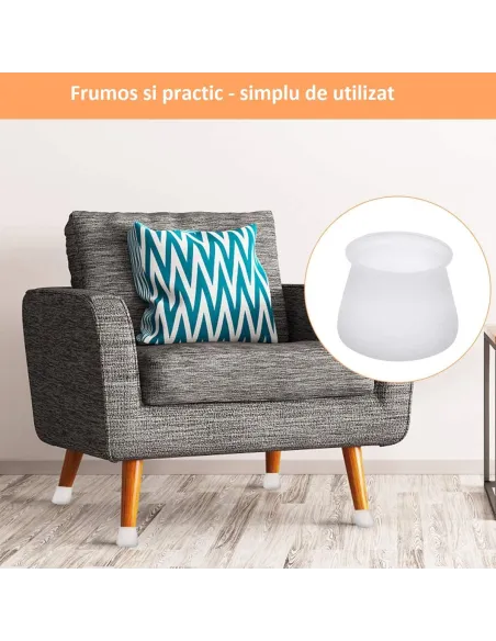 Set 8 protectii din silicon pentru picioare scaun rotunde sau