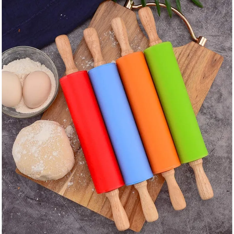 Sucitor rotativ din silicon cu manere de lemn, 38cm red-mag.ro