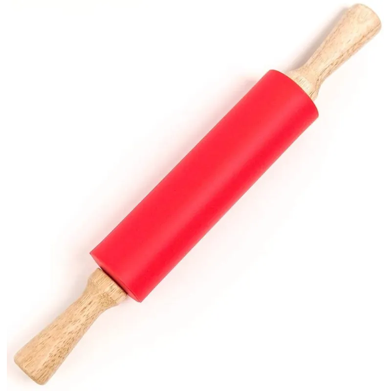 Sucitor rotativ din silicon cu manere de lemn, 38cm red-mag.ro