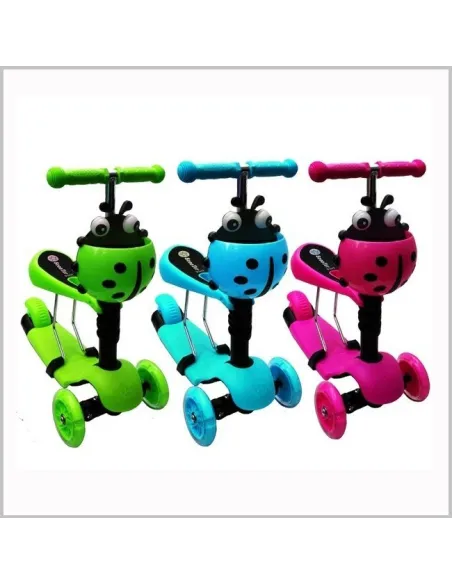 Trotineta copii 3 in 1 cu scaunel, Buburuza red-mag.ro