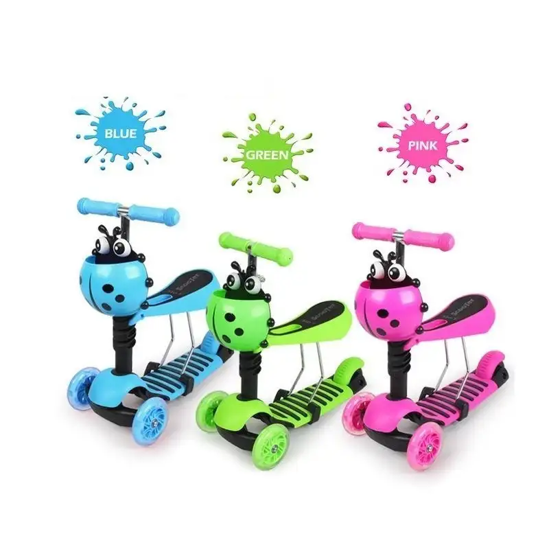 Trotineta copii 3 in 1 cu scaunel, Buburuza red-mag.ro