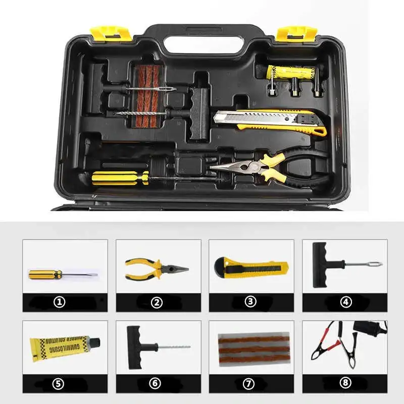 Kit pentru pana, compresor 12V, 2 cilindri si 7 accesorii