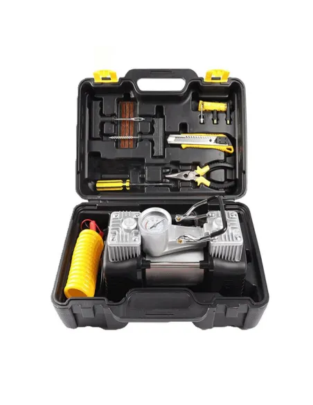Kit pentru pana, compresor 12V, 2 cilindri si 7 accesorii