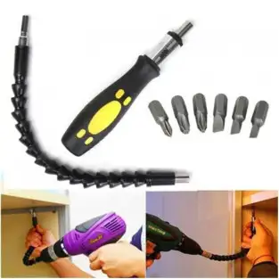 Set Extensor Flexibil Si Surubelnita Cu Clichet, 6 Biti Inclusi 2