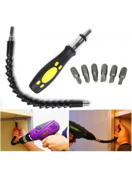 Set Extensor Flexibil Si Surubelnita Cu Clichet, 6 Biti Inclusi
