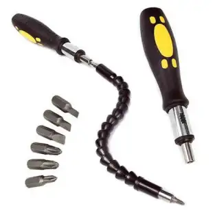 Set Extensor Flexibil Si Surubelnita Cu Clichet, 6 Biti Inclusi