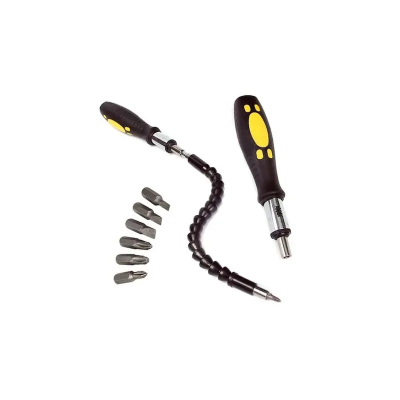 Set Extensor Flexibil Si Surubelnita Cu Clichet, 6 Biti Inclusi