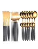 Set 24 tacamuri DeLuxe Auriu/Negru, 28.3 x 14.7 x