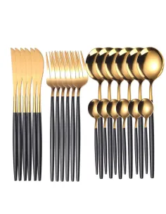 Set 24 tacamuri DeLuxe Auriu/Negru, 28.3 x 14.7 x