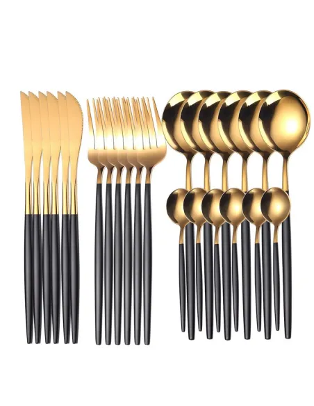 Set 24 tacamuri DeLuxe Auriu/Negru, 28.3 x 14.7 x