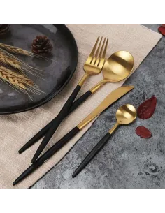 Set 24 tacamuri DeLuxe Auriu/Negru, 28.3 x 14.7 x 2